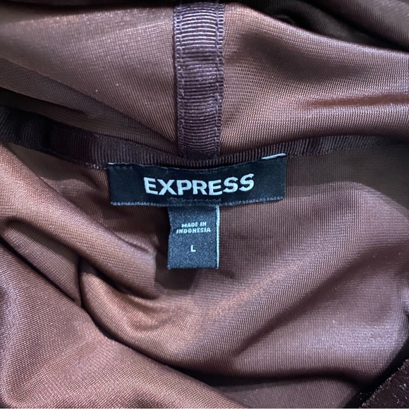 Express Brown Velour Long Sleeve Hoodie Sweatshirt - Picture 4 of 5